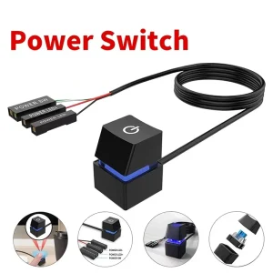Computer Desktop Switch 1.8m Blue LED Light PC Motherboard External Start Power Switch On/Off Button Extension Cable For Laptops